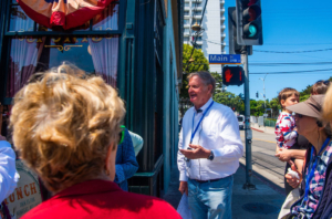 Mark Gorman conducting the Main Street Walk.