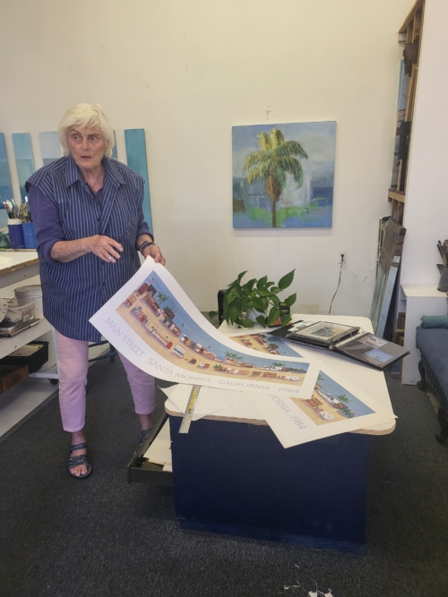 Fielden Harper in her art studio at Santa Monica Airport.