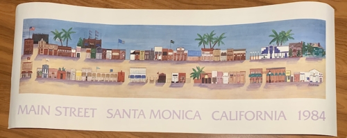 Fielden Harper painting depicting Main Street in Santa Monica during the 1984 Olympics 