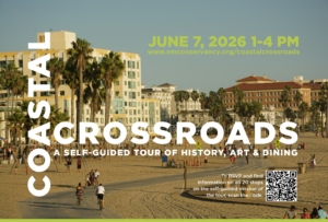 Graphic with Santa Monica beach and text announcing Coastal Crossroads Tour, June 7, 2026, 1 to 4 pm