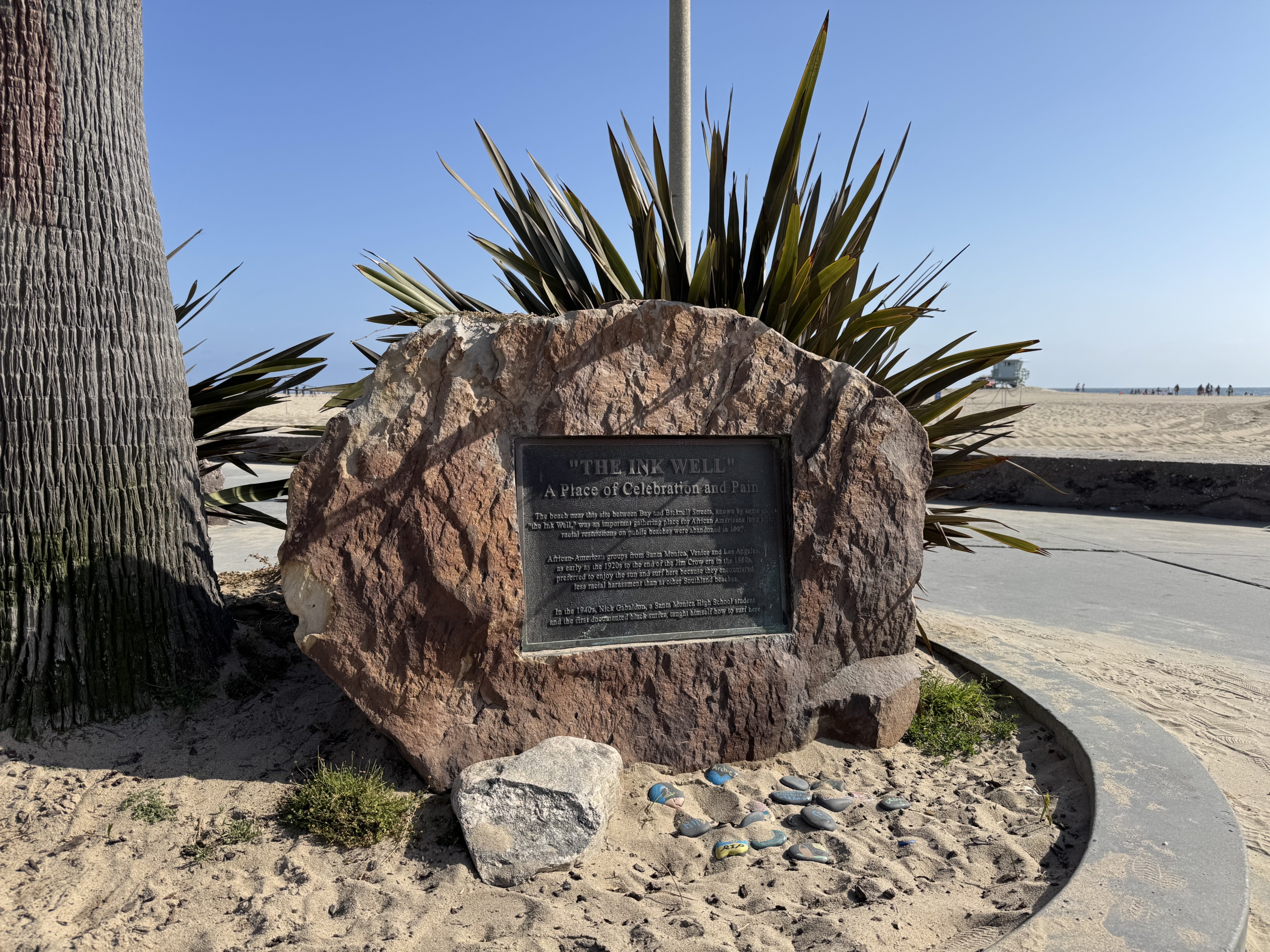 Plaque at beach.